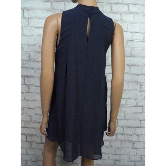 $98 BCBGeneration Deep Navy Blue Chiffon A-Line Mock Neck Dress XXS NWT - Picture 5 of 5